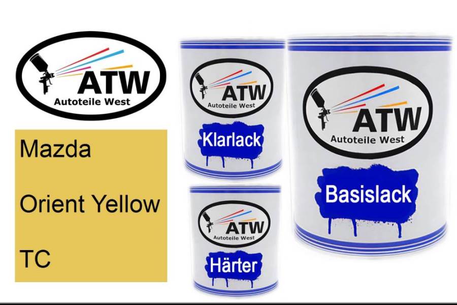 Mazda, Orient Yellow, TC: 1L Lackdose + 1L Klarlack + 500ml Härter - Set, von ATW Autoteile West.